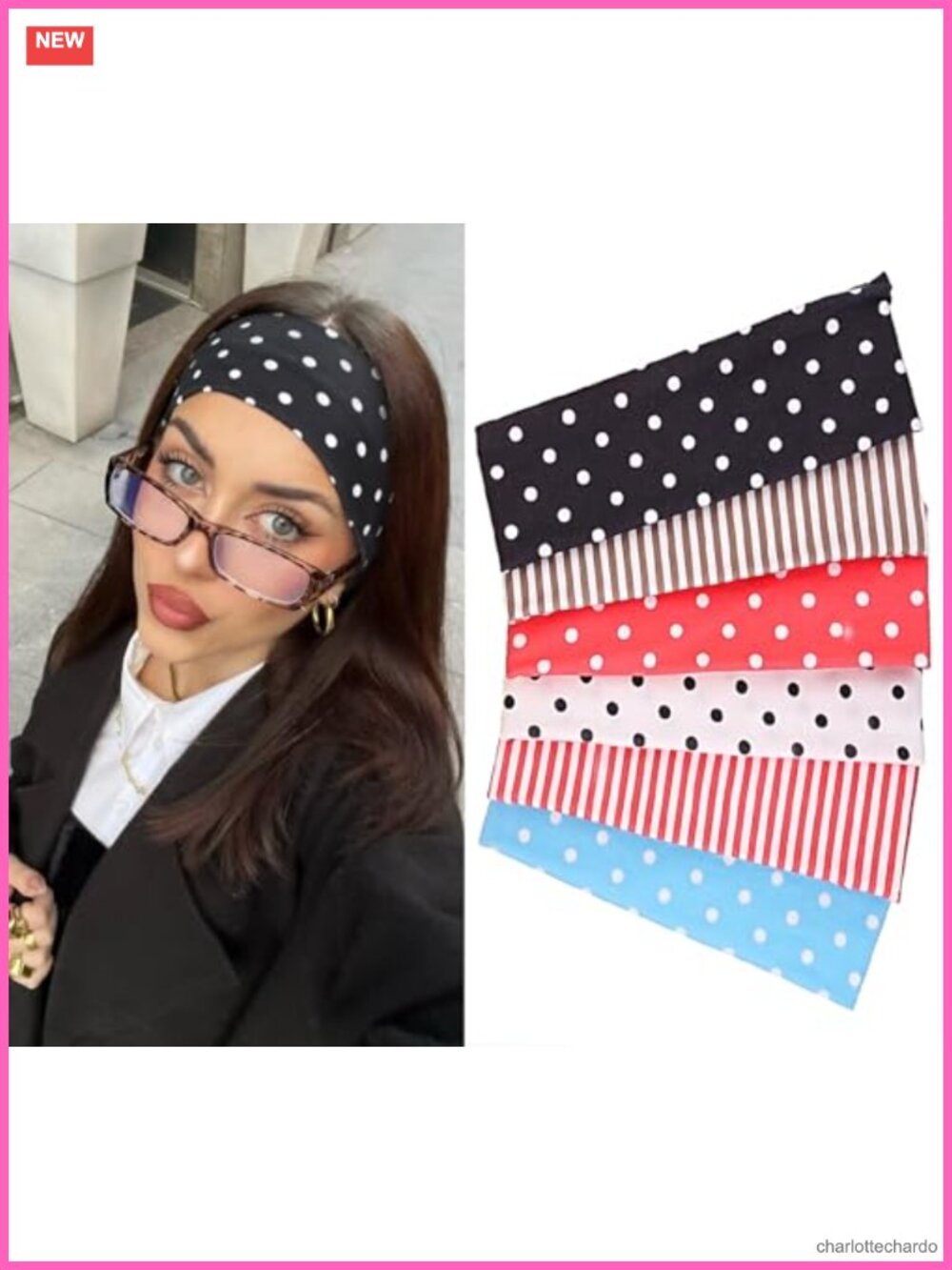 6 Pack Polka Dot Headbands Non Slip Soft Elastic Hairbands